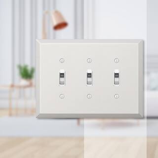 AMERELLE Oversized 3 Gang Toggle Steel Wall Plate - White 463TTTW