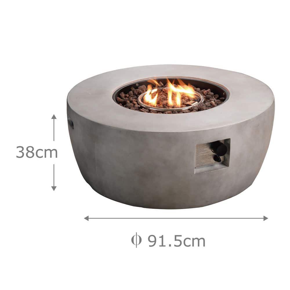 Teamson Home Outdoor 36 in W x 15 in H Round Concrete Gas Fire Pit