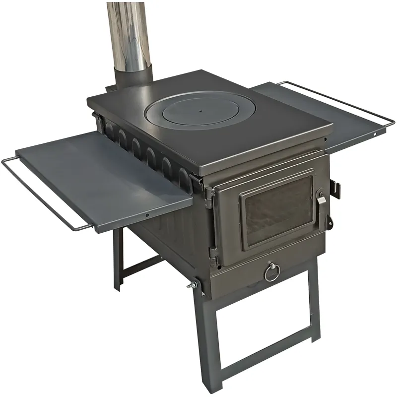 Outdoor BBQ stove Portable heater  Folding Wood Burning Camping tent Stove with glass window chimney Free BBQ grill