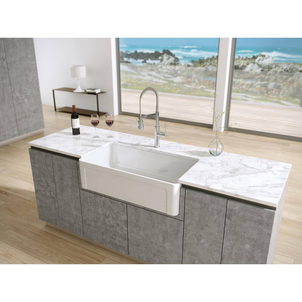 LaToscana La Toscana Farmhouse Apron-Front Fireclay 36 in. Single Basin Kitchen Sink in White LTW3619W