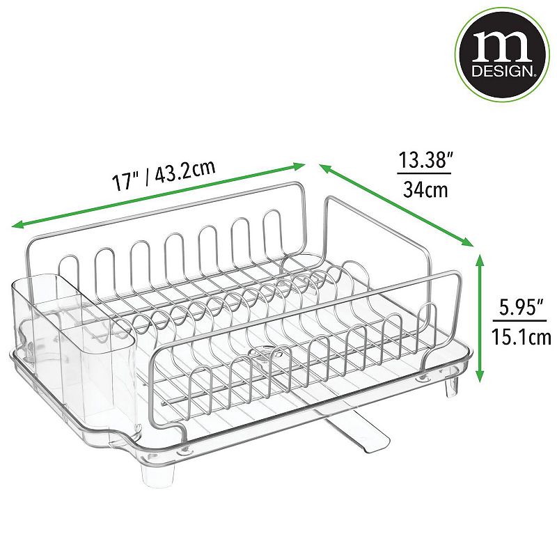 mDesign Large Kitchen Dish Drying Rack / Drainboard， Swivel Spout