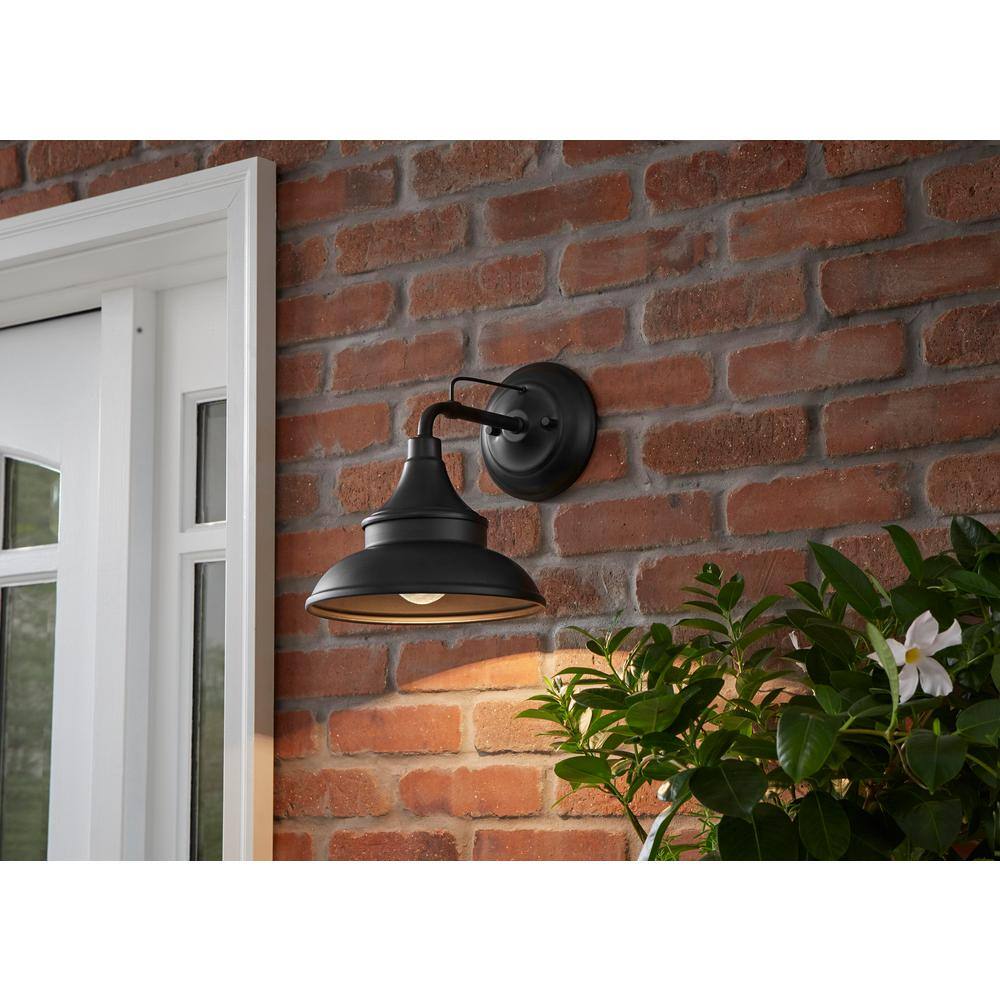 Hampton Bay Black Outdoor Barn Light Wall Mount Sconce EW10139BK