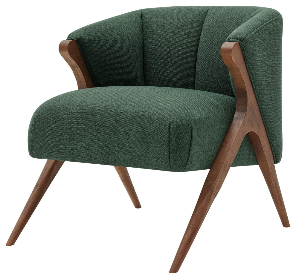 Verona Fabric Accent Chair Brown Legs  Havana Green   Midcentury   Armchairs And Accent Chairs   by Virgil Stanis Design  Houzz