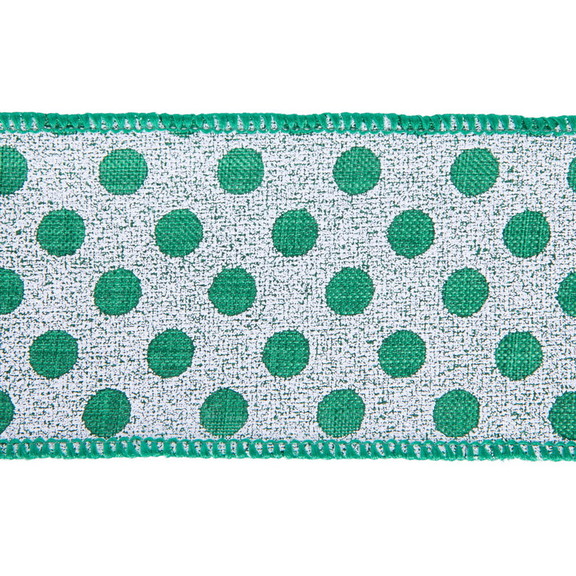 Vickerman Q201623 2.5x10Yd Green Dots Ribbon