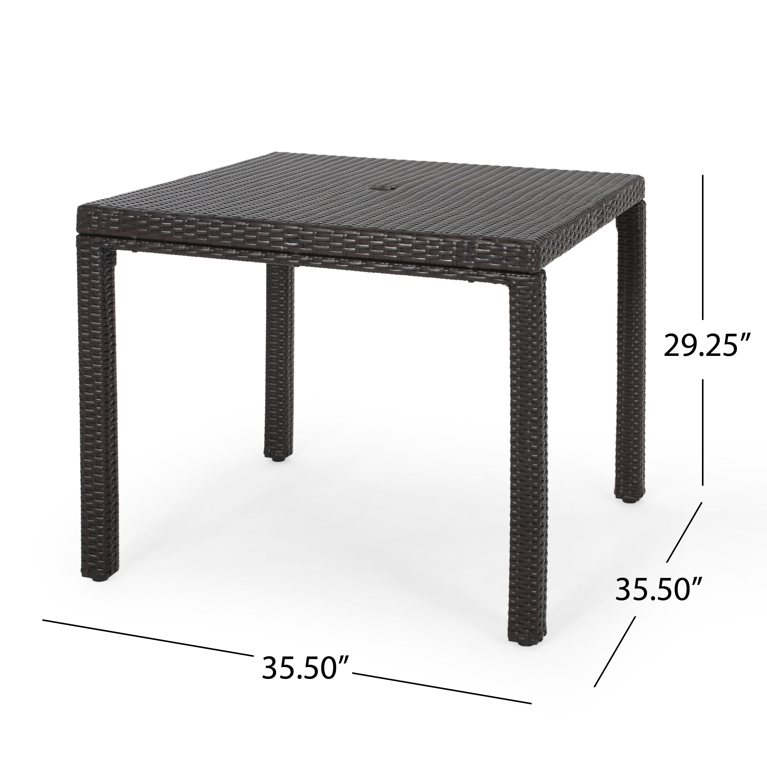 Edene Outdoor Multibrown Wicker Square Dining Table