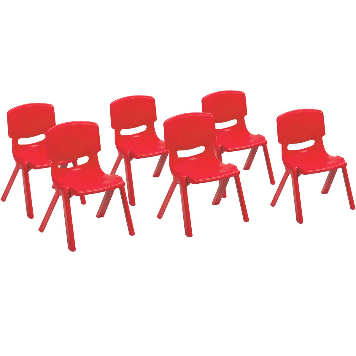 Costzon Plastic Stackable School Chairs, 6 Pack, Kids Learning Chairs with 11 inch Seat Height (6 Pack, Red)