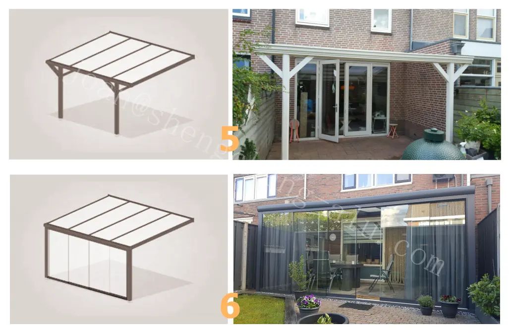 Garden Supplies  Porch Attached  Rectangular Aluminium Awning Patio Terrace Roof