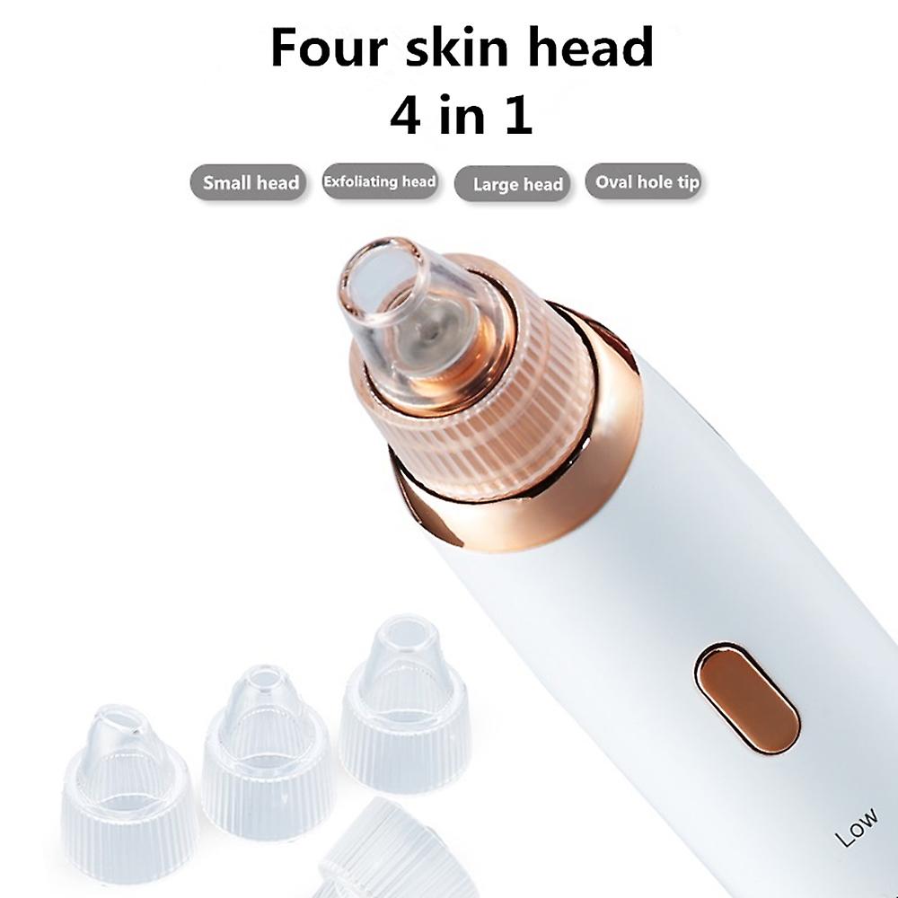 Beauty Device Blackhead Remover Dead Skin Cleaning Vacuum Extractor Usb Charging 3 Adjustments 4 Suction Heads For Choice White