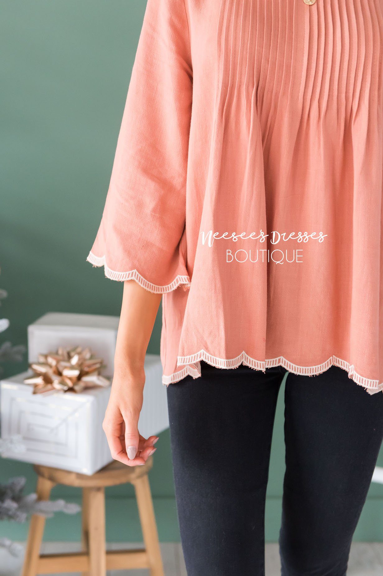 Always There Scalloped Trim Blouse