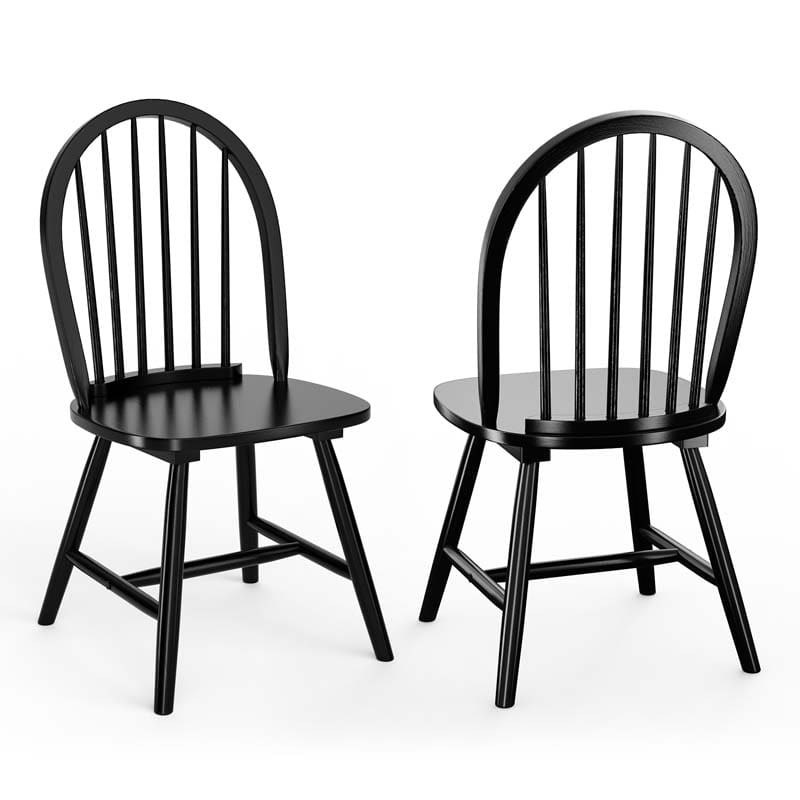 2 Pcs Vintage Windsor Wood Chairs with Spindle Back, French Country Armless Dining Chairs