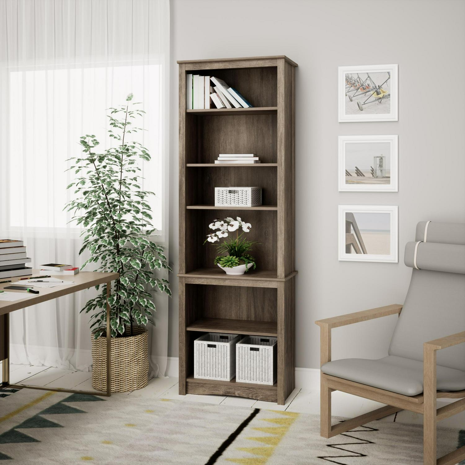 Prepac Tall 6Shelf Bookcase Drifted Gray  Crowdfused