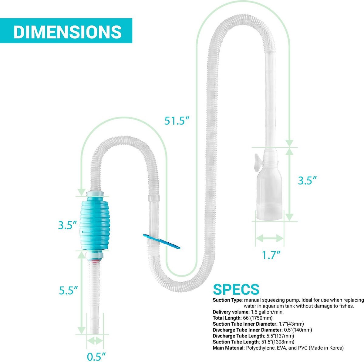 TeraPump Aquarium Gravel and Sand BPA-Free Pump