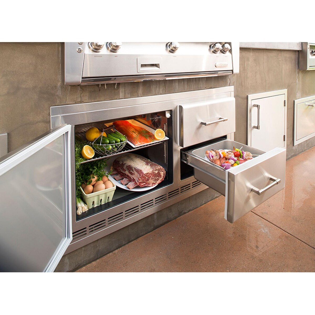 Alfresco 42-Inch 7.2 Cu. Ft.  Under Grill Outdoor Rated Refrigerator