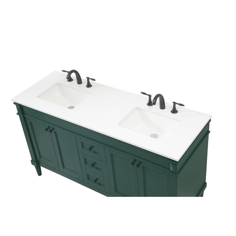 Simply Living 60 in. W x 21 in. D x 35 in. H Bath Vanity in Green with Ivory White Quartz Top SL95580DGN