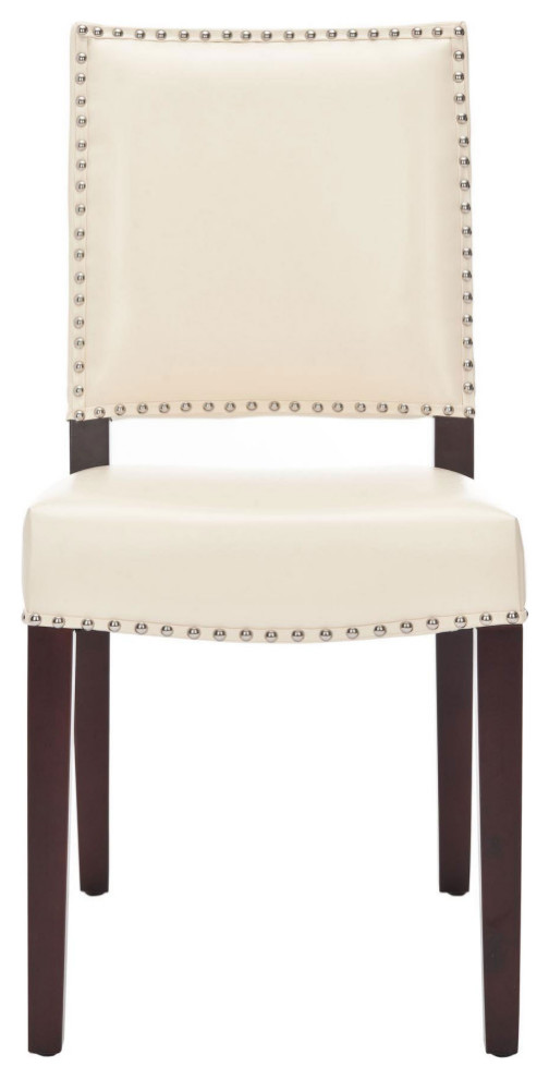 Bailey 19  x27 x27h Leather Side Chair  Set of 2 Flat Cream/ Cherry Mahogony   Modern   Dining Chairs   by Virgil Stanis Design  Houzz