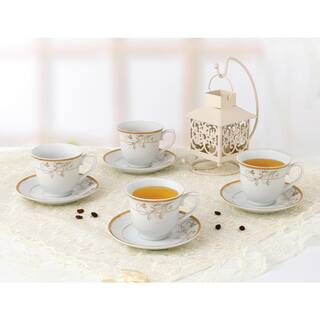 Lorren Home Trends Porcelain TeaCoffee Set-Service for 4 Gold Floral Design Rosalia-4