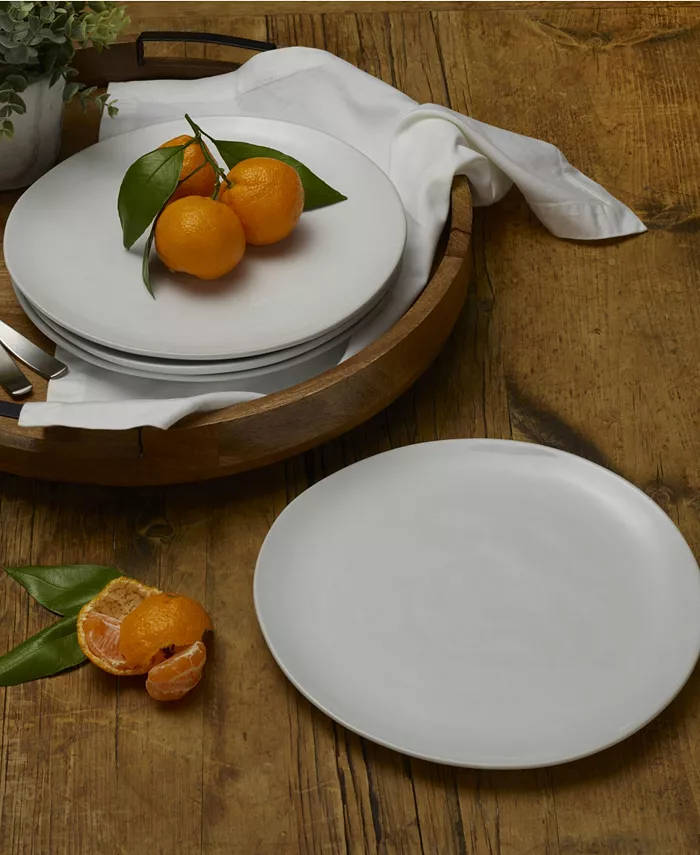 Fitz and Floyd Everyday Whiteware Dinner Plate 4 Piece Set