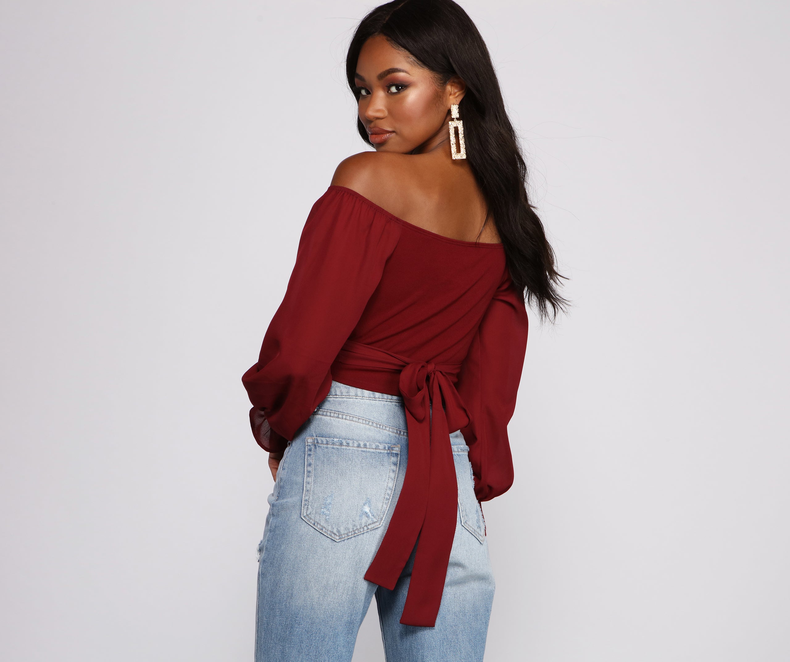 Tie Waist Off The Shoulder Crop Top