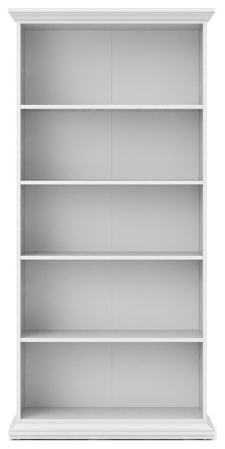 Pemberly Row Modern Contemporary Wood 5 Shelf Bookcase in White Finish   Traditional   Bookcases   by Homesquare  Houzz