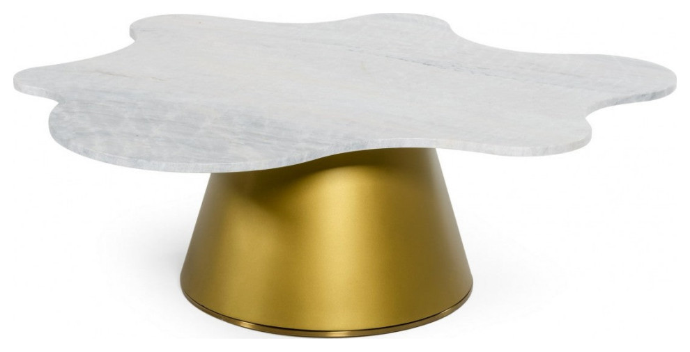 Ioannis High Glam White Marble and Gold Coffee Table   Contemporary   Coffee Tables   by Rustic Home Furniture Deco  Houzz