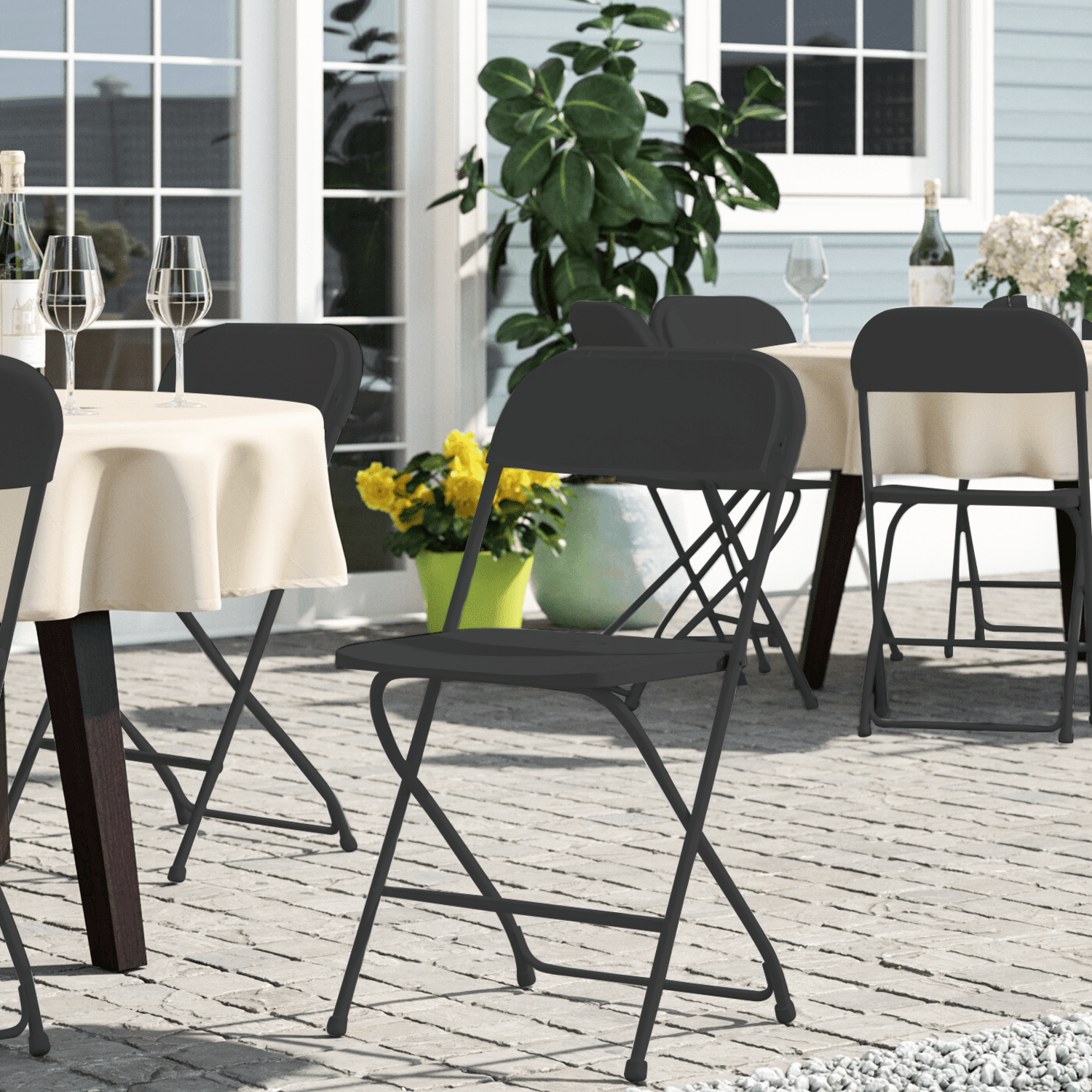 Magshion 10 Pack Plastic Foldable Stackable Chairs, for Indoor Outdoor Patio Garden Wedding Party Event Seat, Black