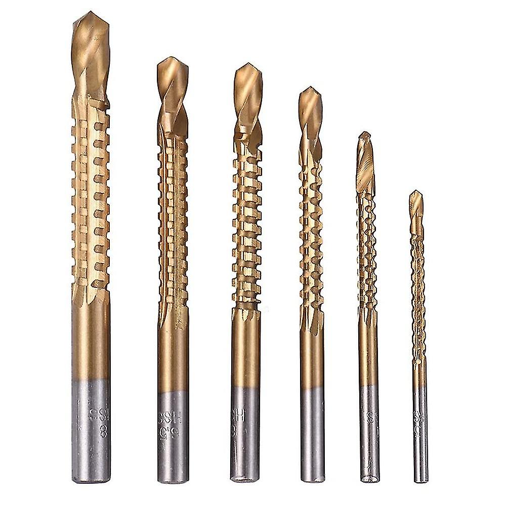 6pcs Titanium Drill Saw Bit Set， Hss Serrated Bit Hole Drilling， 3-8mm Carpenter Hacksaw Drill Bits