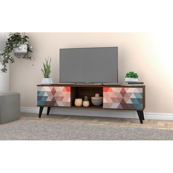 Doyers 62.20 TV Stand in Multi Color Red and Blue