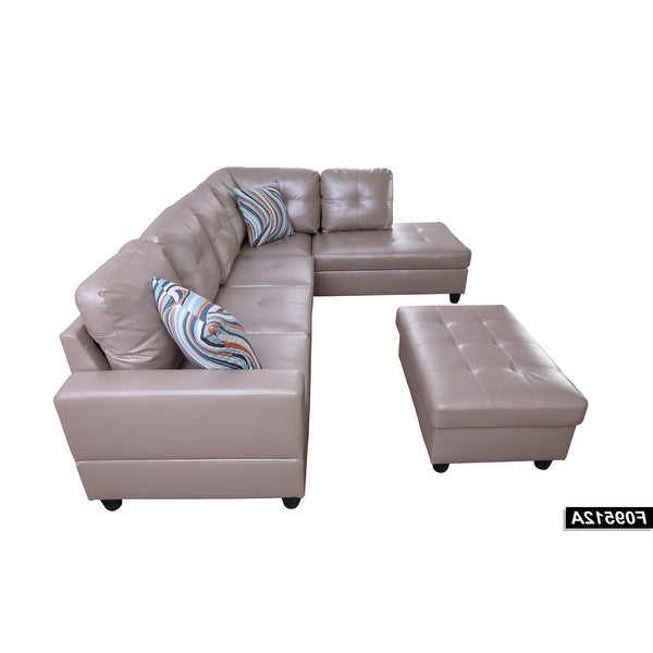 3-Pieces Sectional Sofa Set，Right Facing Latte(09512B)