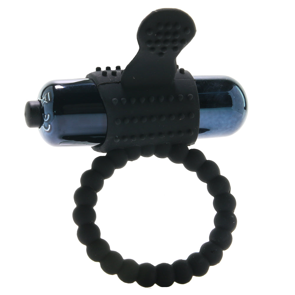 Vibrating Silicone Super Ring in Black