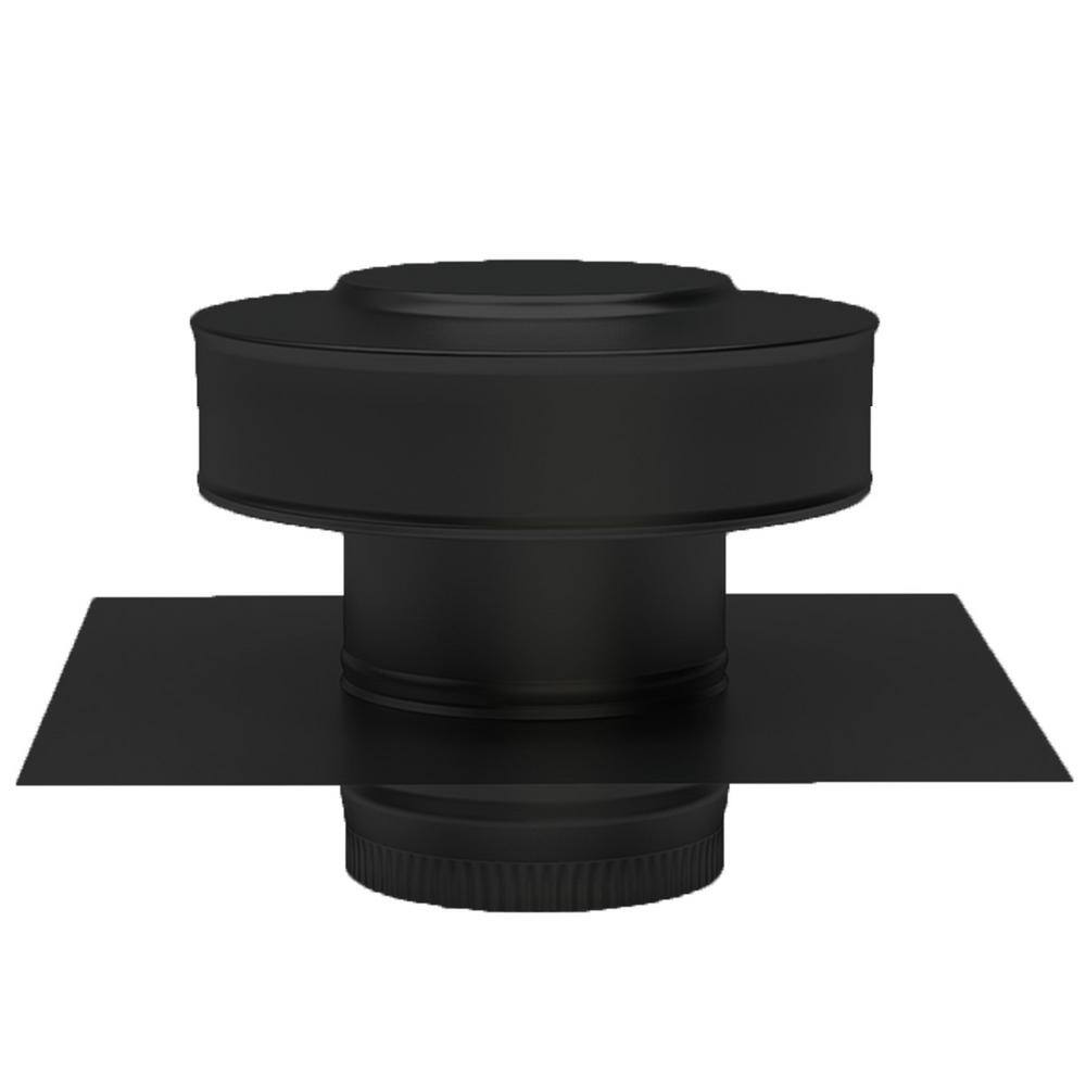 Active Ventilation 4 in. D Aluminum Round Back Static Roof Vent Roof Jack in Black with 2 in. Collar and 2 in. Tail Pipe RBV-4-C2-TP-BL