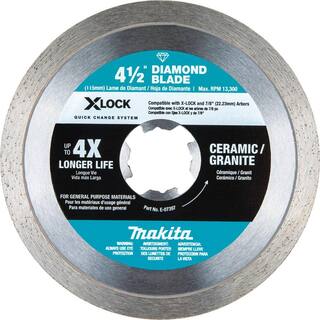 Makita 7.5 Amp Corded 4.5 in. X-LOCK ACDC Switch Angle Grinder with Bonus 4.5 in. Diamond Ceramic and Granite Cutting Blade GA4570-E-07397