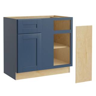 Contractor Express Cabinets Arlington Vessel Blue Shaker Stock Assembled Plywood Base Kitchen Cabinet Blind Corner Right 36 in. x 34.5 in. x 24 in. BBCU42R-XVB