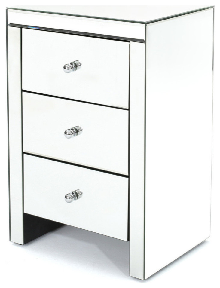 GDF Studio Fiona Classic Mirror Finished 3 Drawer Side Table   Contemporary   Side Tables And End Tables   by GDFStudio  Houzz