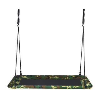 Gymax 60 in. Green Kids Giant Tree Rectangle Swing 700 lbs. wAdjustable Hanging Ropes Camo GYM08276