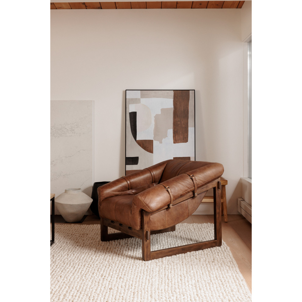 Bellos Accent Chair Open Road Brown Leather   Contemporary   Armchairs And Accent Chairs   by Moe  x27s Home Collection  Houzz