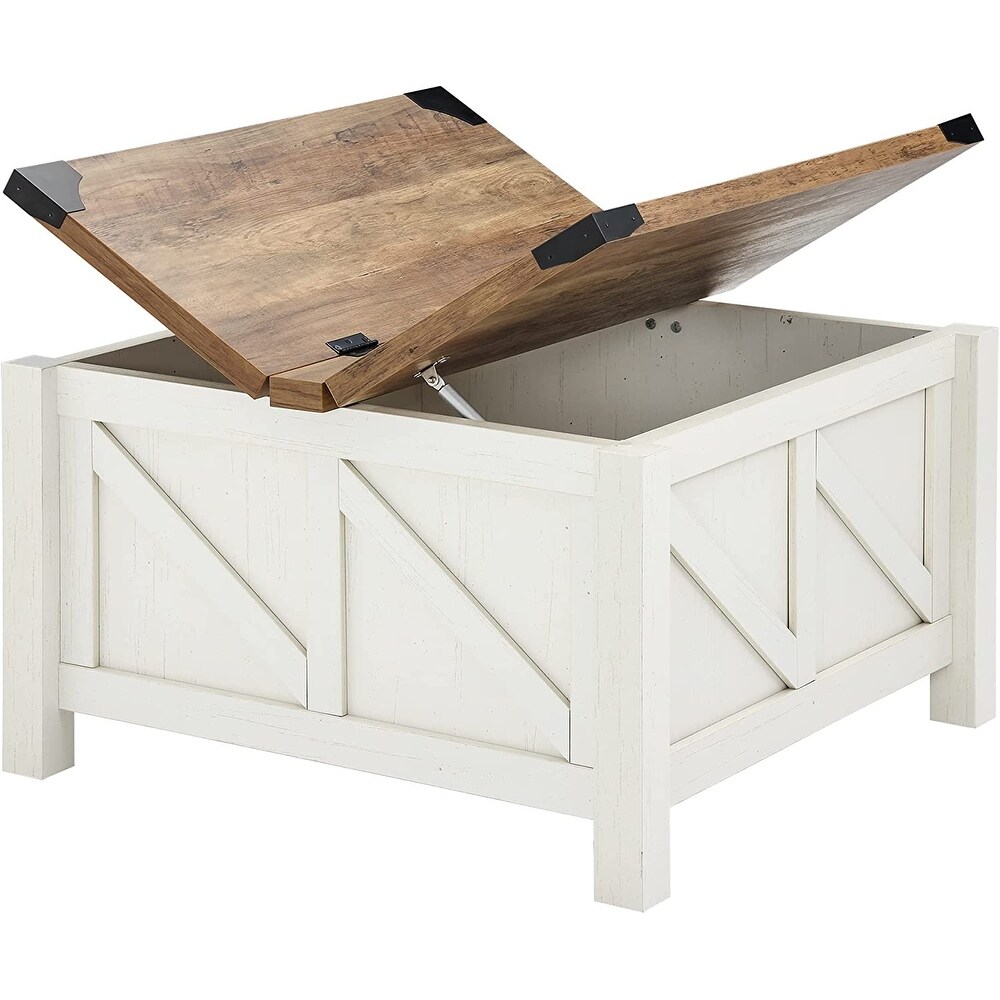 WAMPAT Coffee Table  Modern Farmhouse Square Wood Center Table