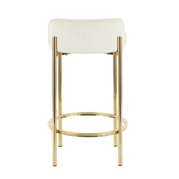 Lumisource Chloe Counter Stool Gold Metal and White Velvet - Set of 2 - 17