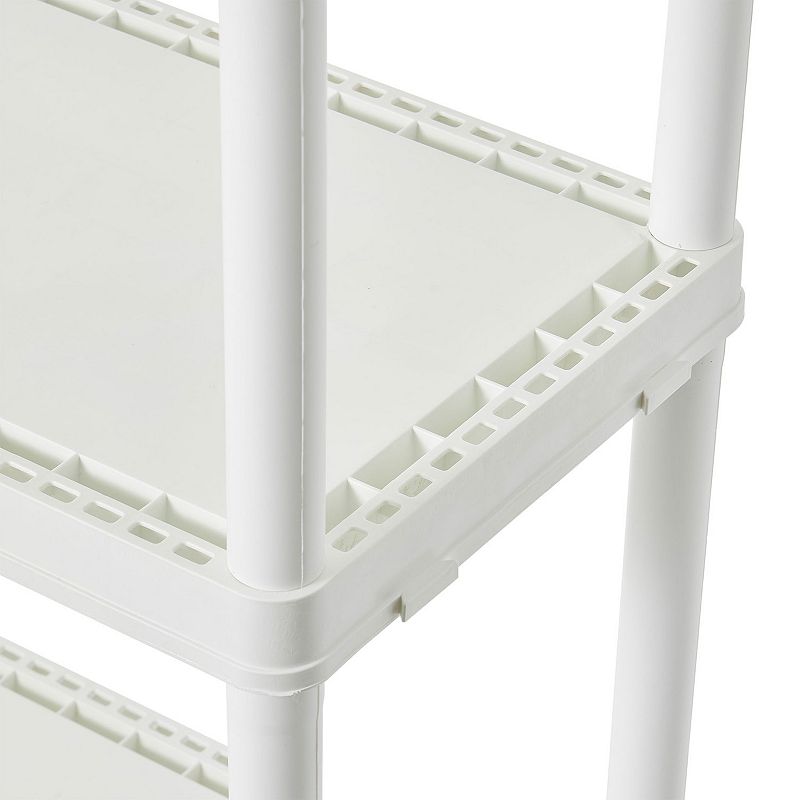 Gracious Living 4 Shelf Fixed Height Solid Light Duty Resin Storage Unit， White