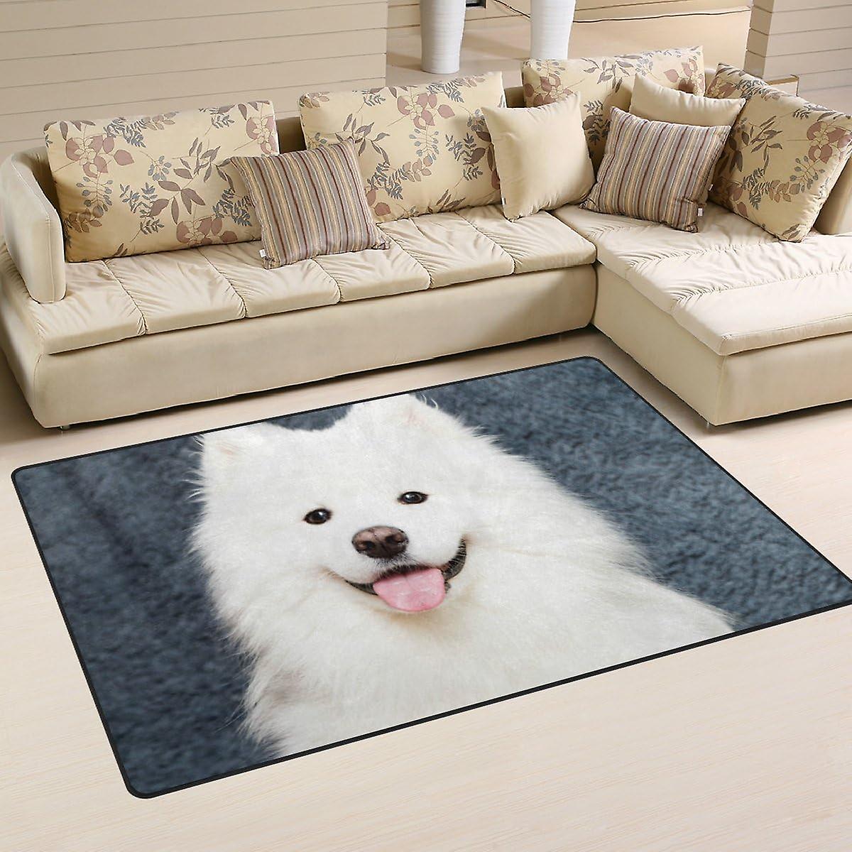 Colourlife Lightweight Carpet Mats Area Soft Rugs Floor Mat Doormat Decoration For Rooms Entrance 31 X 20 Inches Samoyed Dog Sitting