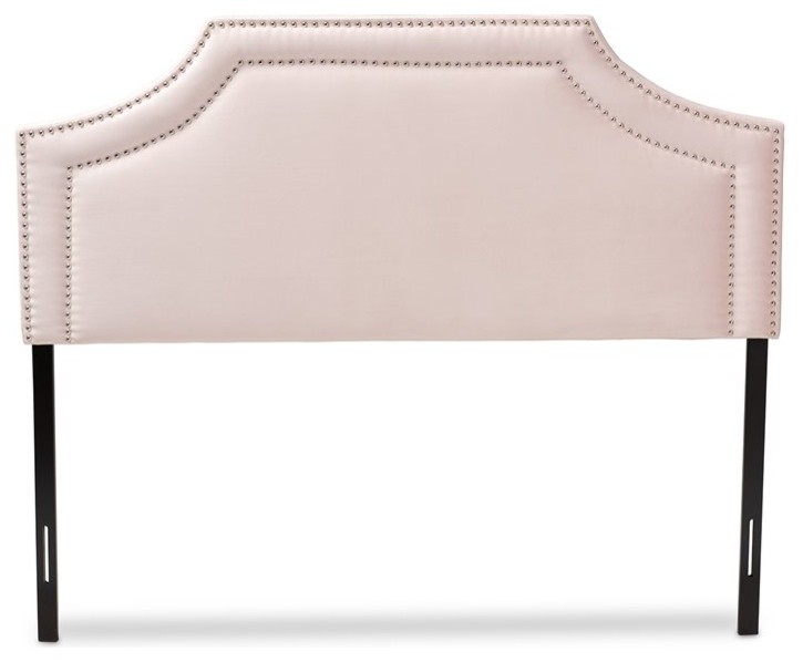 Baxton Studio Avignon Velvet and Wood Queen Headboard in Light Pink   Contemporary   Headboards   by Fratantoni Lifestyles  Houzz