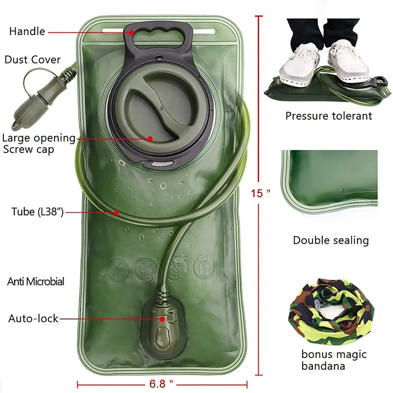 2023 New Outdoor Water Bag Portable Folding Large Capacity Soft Water Bag Camping Mountaineering Hiking Sports Water Bag