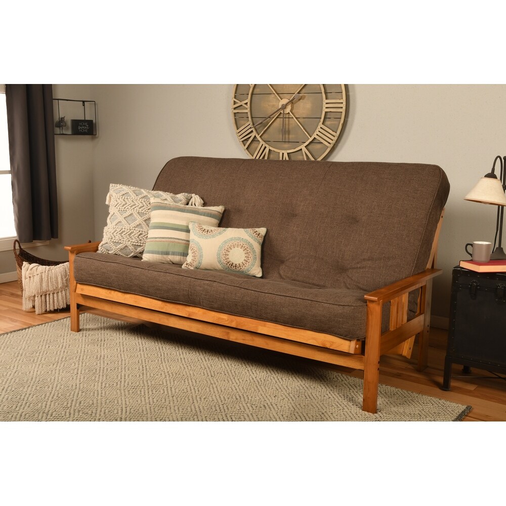 Somette Monterey Queen size Full size Futon Set in Butternut Finish with Linen Mattress