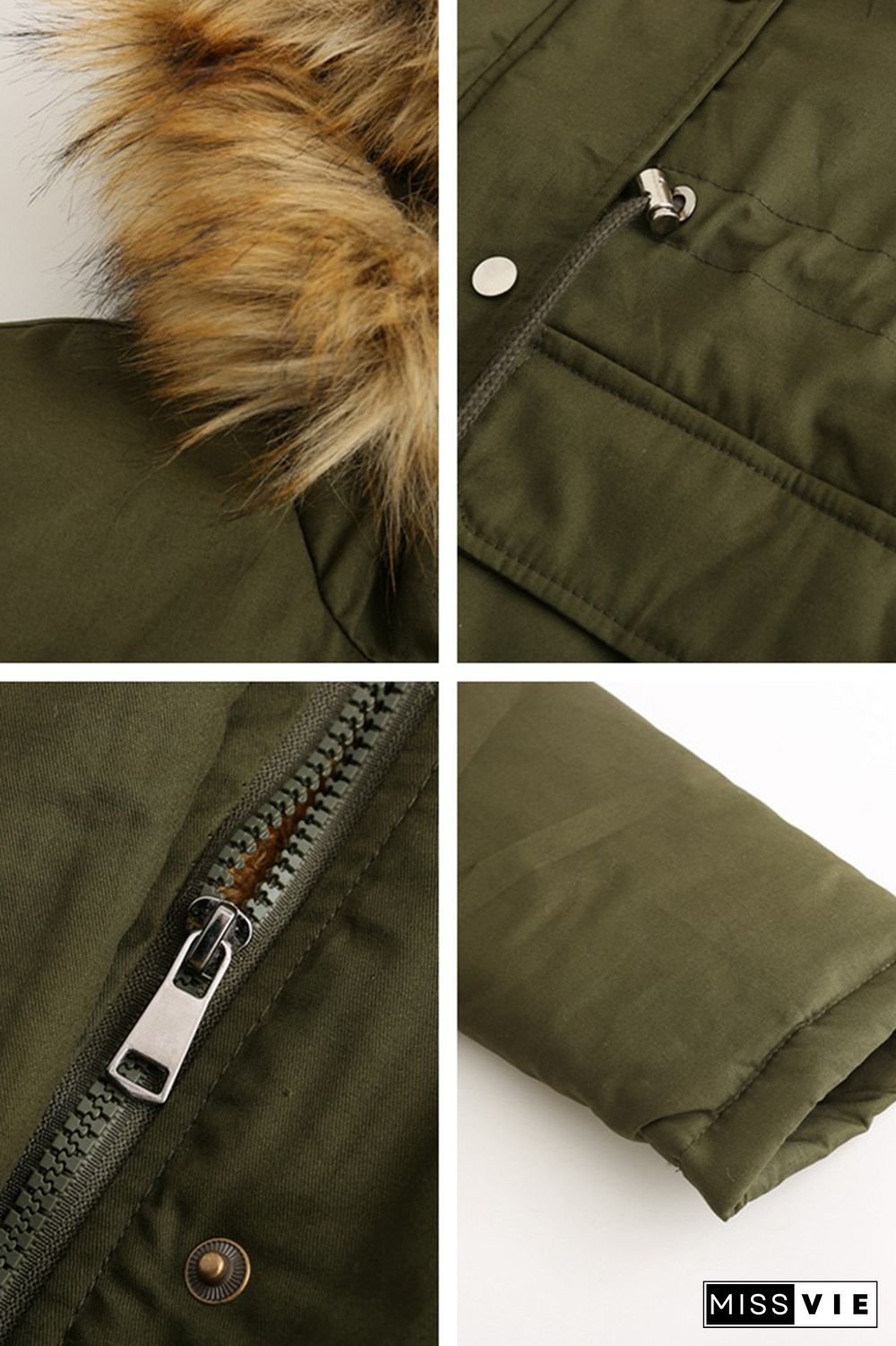 Plush Hooded Drawstring Cotton Jacket with Pockets Coat Wholesale