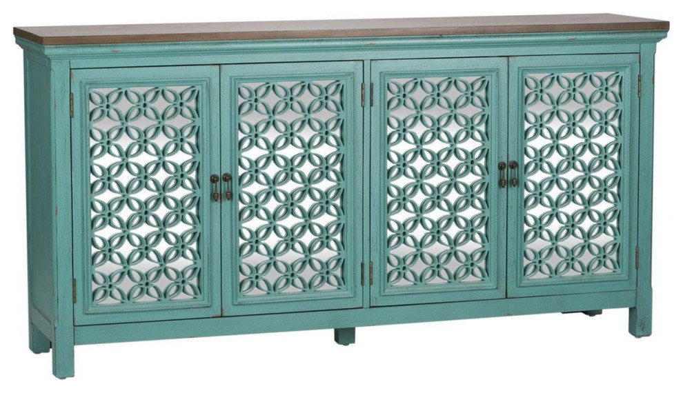 Liberty Furniture Kensington Four Door Accent Cabinet in Turquoise   Farmhouse   Accent Chests And Cabinets   by Unlimited Furniture Group  Houzz