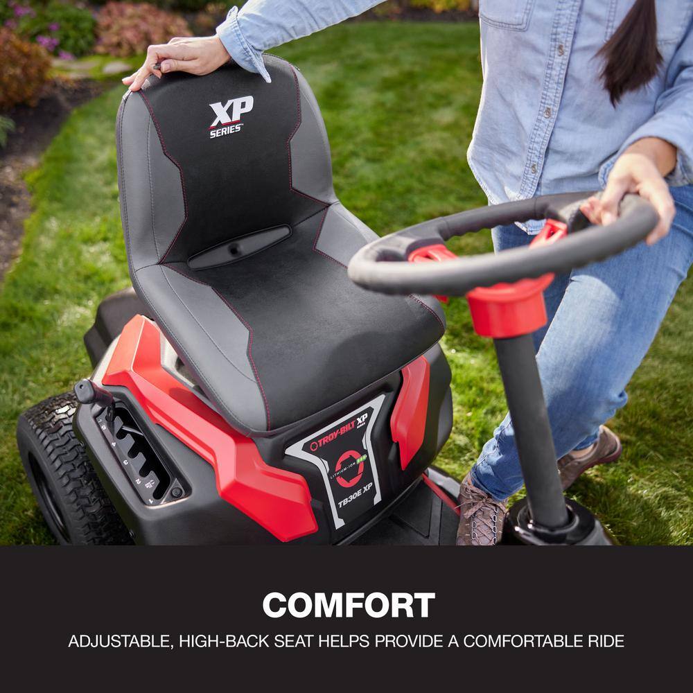 Troy-Bilt XP 30 in. 56-Volt MAX 30 Ah Battery Lithium-Ion Electric Drive Cordless Riding Lawn Tractor with Mulch Kit Included TB30E XP