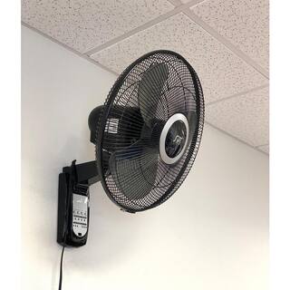 SPT 16 in. Indoor Black Mounted Wall Fan with Remote Control and Mounting Bracket Included SF-16W81B