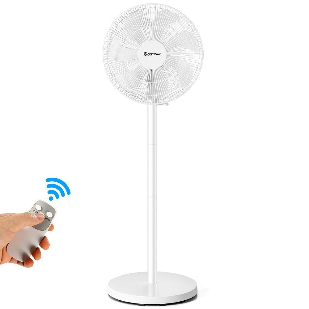 Costway 29 in. x 37.5 in. x 45.5 in. Oscillating Pedestal Fan with Remote Control ES10006US-WH