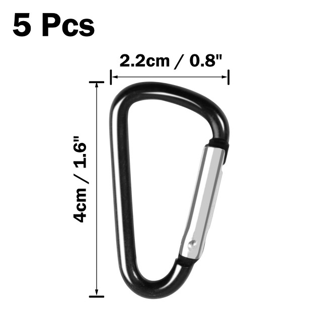 Unique Bargains Metal Spring Loaded Gate Screw Lock Carabiner Black 5 Pcs