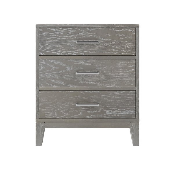 Solid wood Grey grain Three-Drawer Nightstand with Tapered Legs - - 37754729