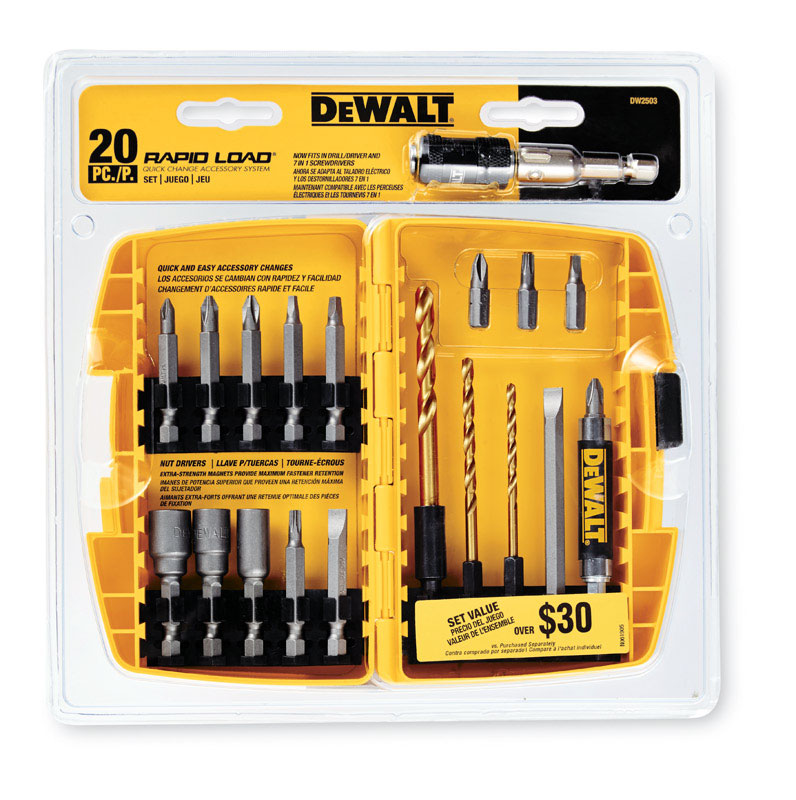 DW Rapid Load Steel Drill Bit Set 20 pc